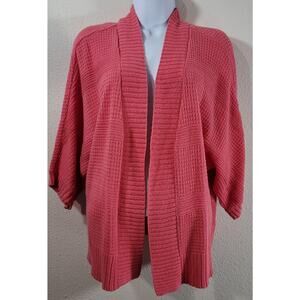 St John's Bay Orange Open Front Knit Cardigan Sweater PL Stretchy Soft